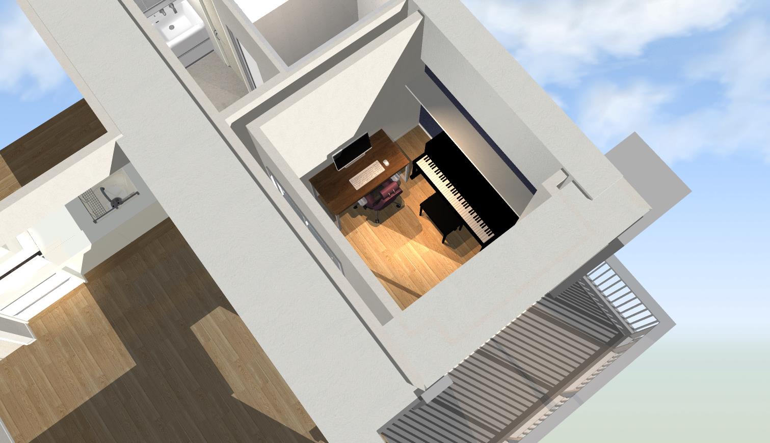 東京都渋谷区G様邸（マンション）　ピアノ・ベース防音室 CG